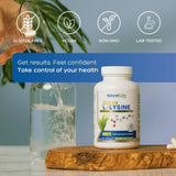 Natural Cure Labs L-Lysine 600 mg – étiquette lisible et sans gluten.
