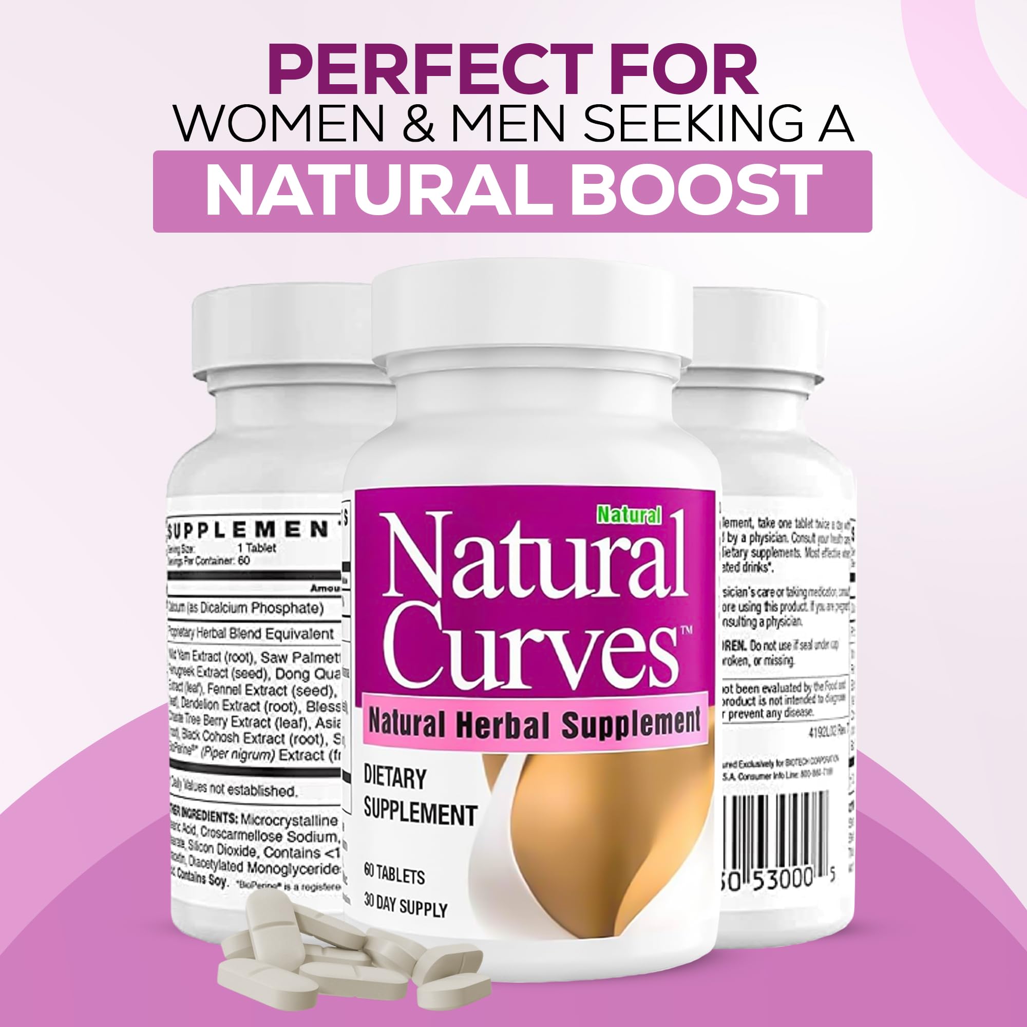 Natural Curves – utilisation quotidienne simple avec deux capsules par jour.