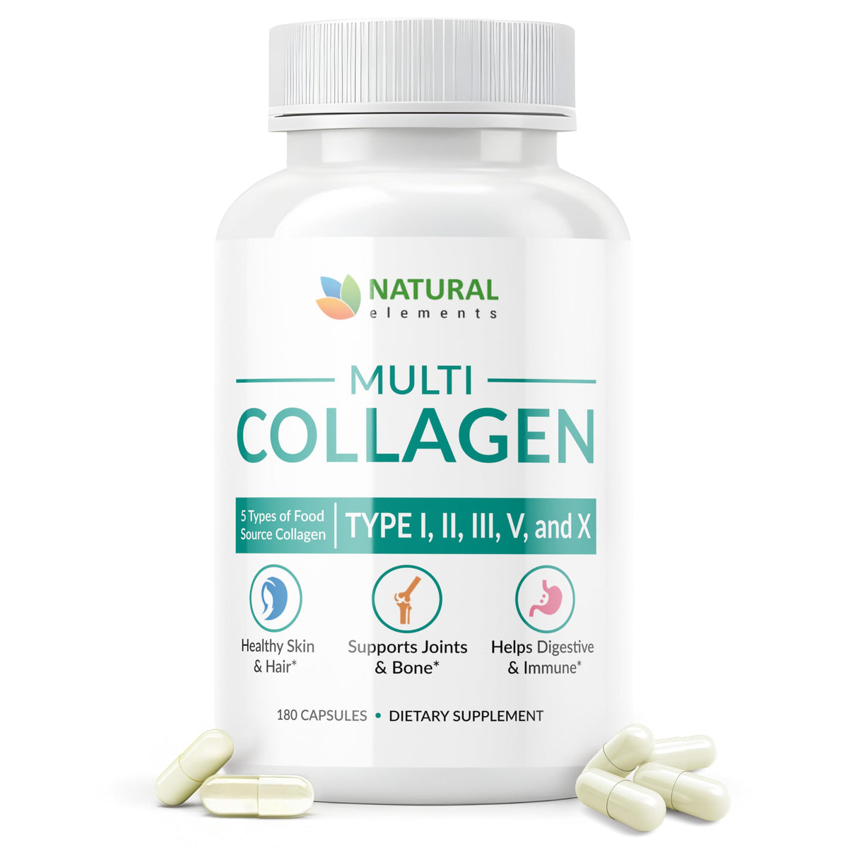 Natural Elements Multi Collagen: bouteille de capsules pour articulations et peau