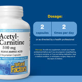 Étiquette Natural Factors Acétyl L-Carnitine – Qualité pharmaceutique et informations claires