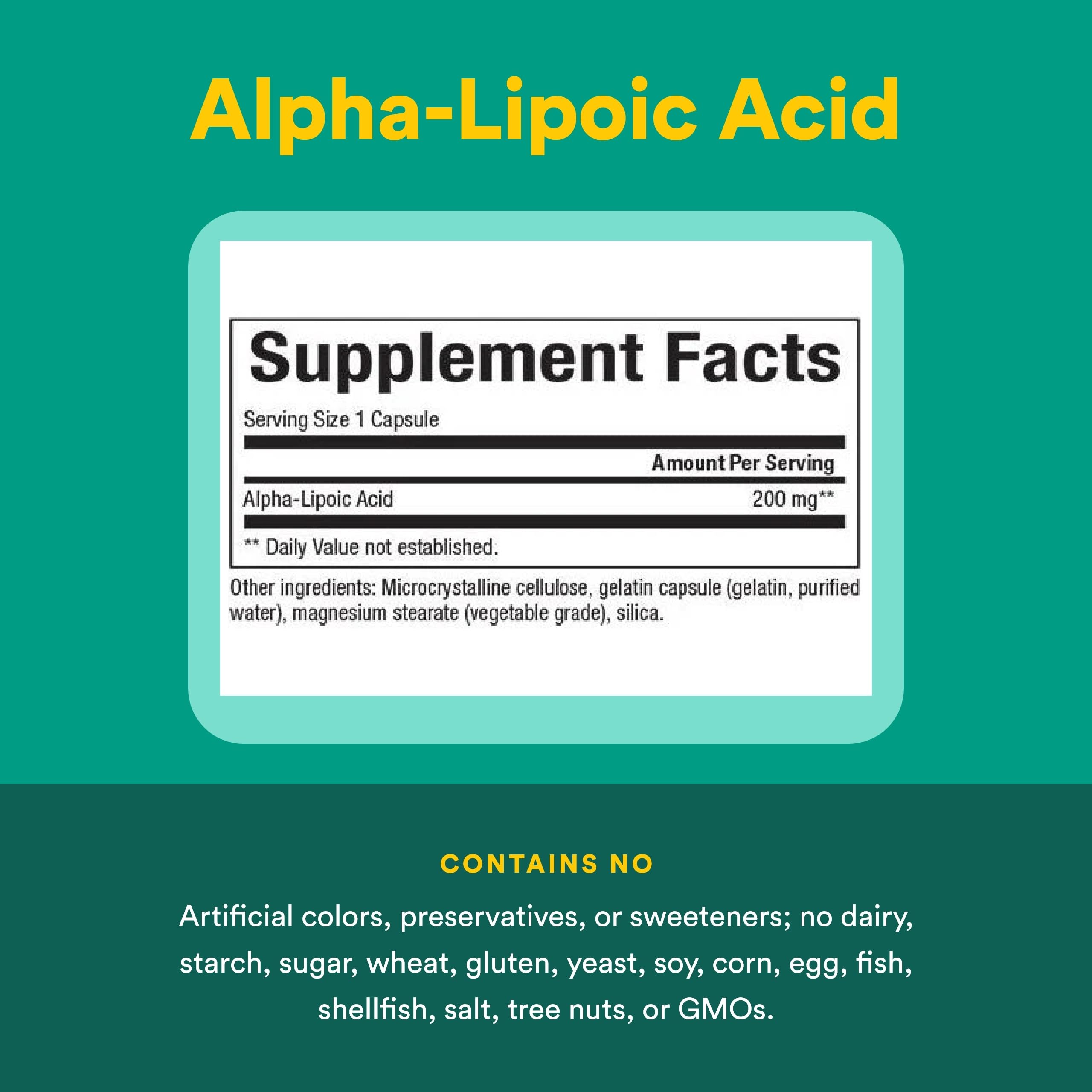 Natural Factors Acide alpha-lipoïque 200 mg – tablettes faciles à prendre le matin