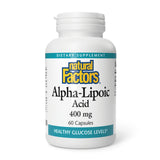 Natural Factors acide alpha-lipoïque – bouteille, soutien antioxydant quotidien.