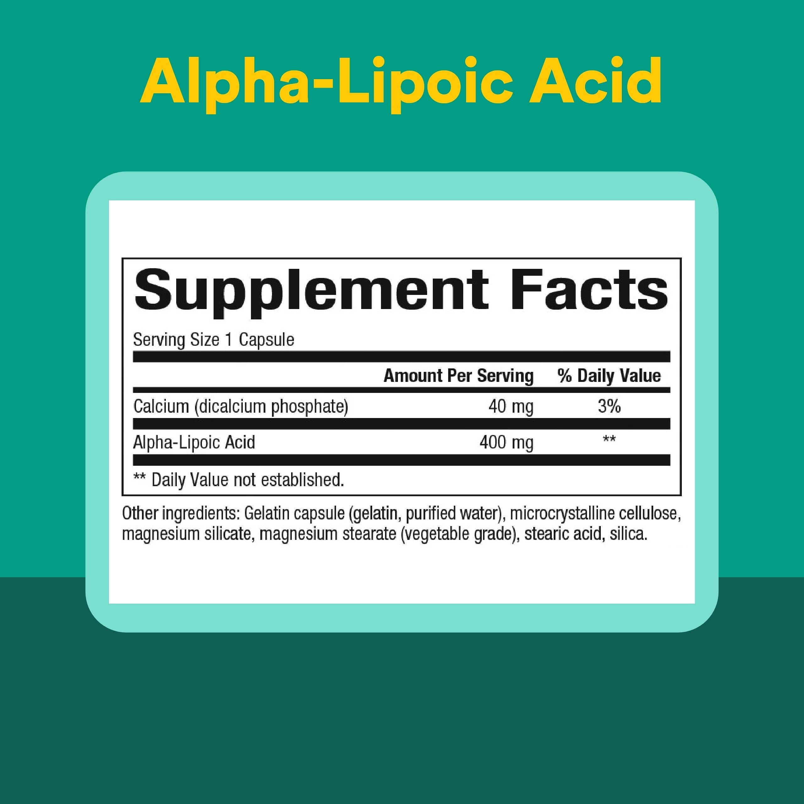 Natural Factors acide alpha-lipoïque – tableau dosage, guide rapide pour doser.
