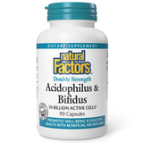 Natural Factors Acidophilus & Bifidus – bouteille de 90 capsules pour soutien digestif potentiel