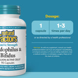 Capsules visibles Natural Factors Acidophilus & Bifidus prêtes à l’emploi