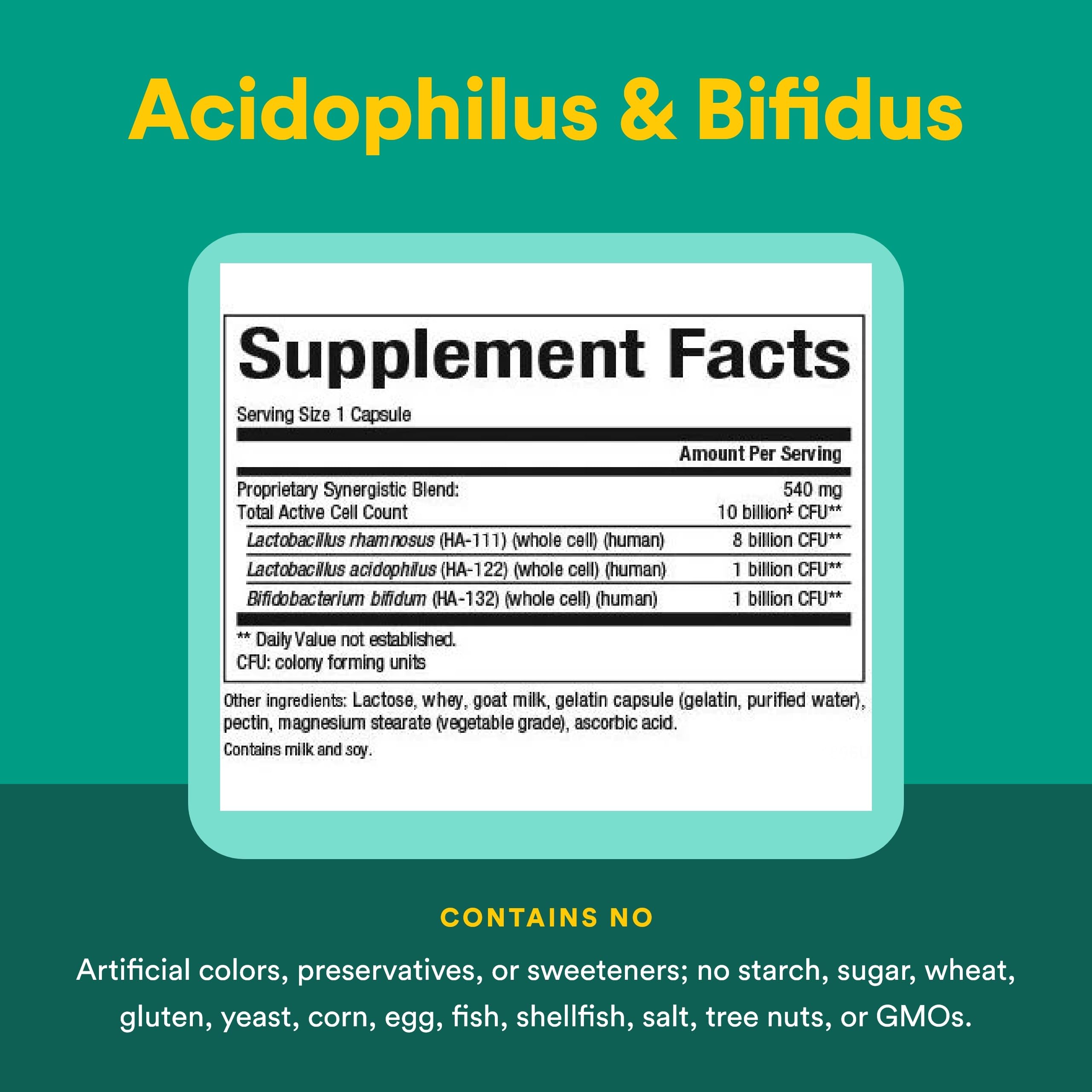 Natural Factors Acidophilus Bifidus Double Strength - gelules en gros plan et stabilité garantie