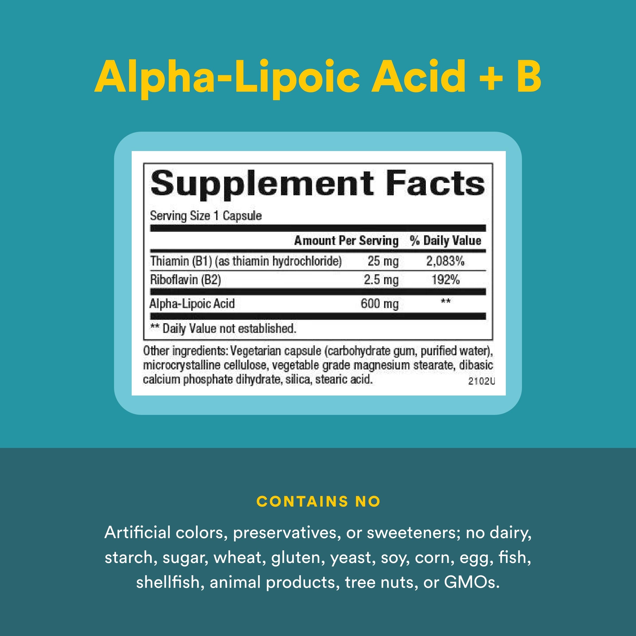 Étiquette de Natural Factors Alpha-Lipoïque B6 avec informations claires.