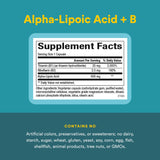 Étiquette de Natural Factors Alpha-Lipoïque B6 avec informations claires.