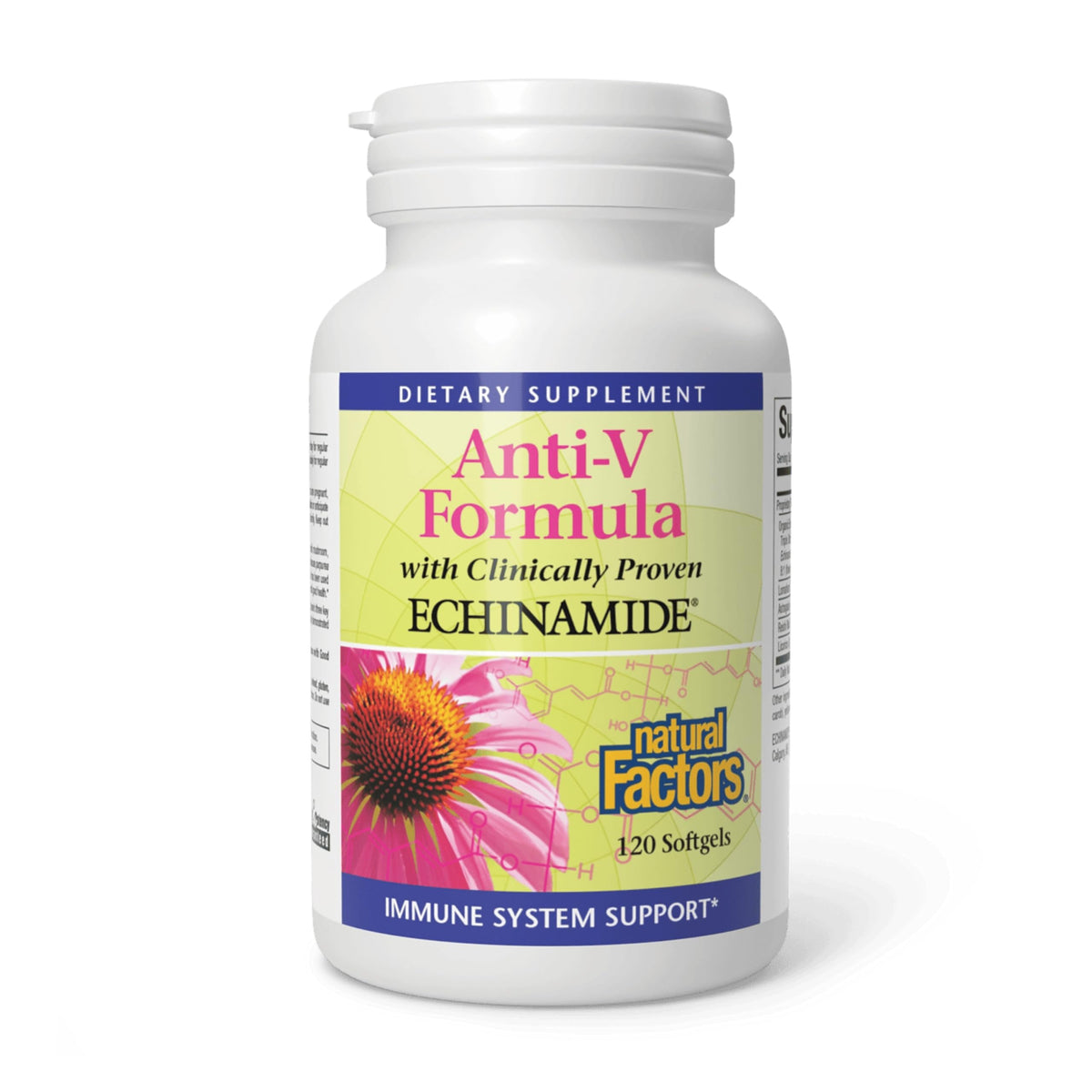 Natural Factors Anti-V Formula: flacon avant, soutien immunitaire potentiel au quotidien