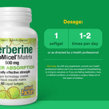 Étiquette Natural Factors Berberine affichant sans gluten et sans allergènes.