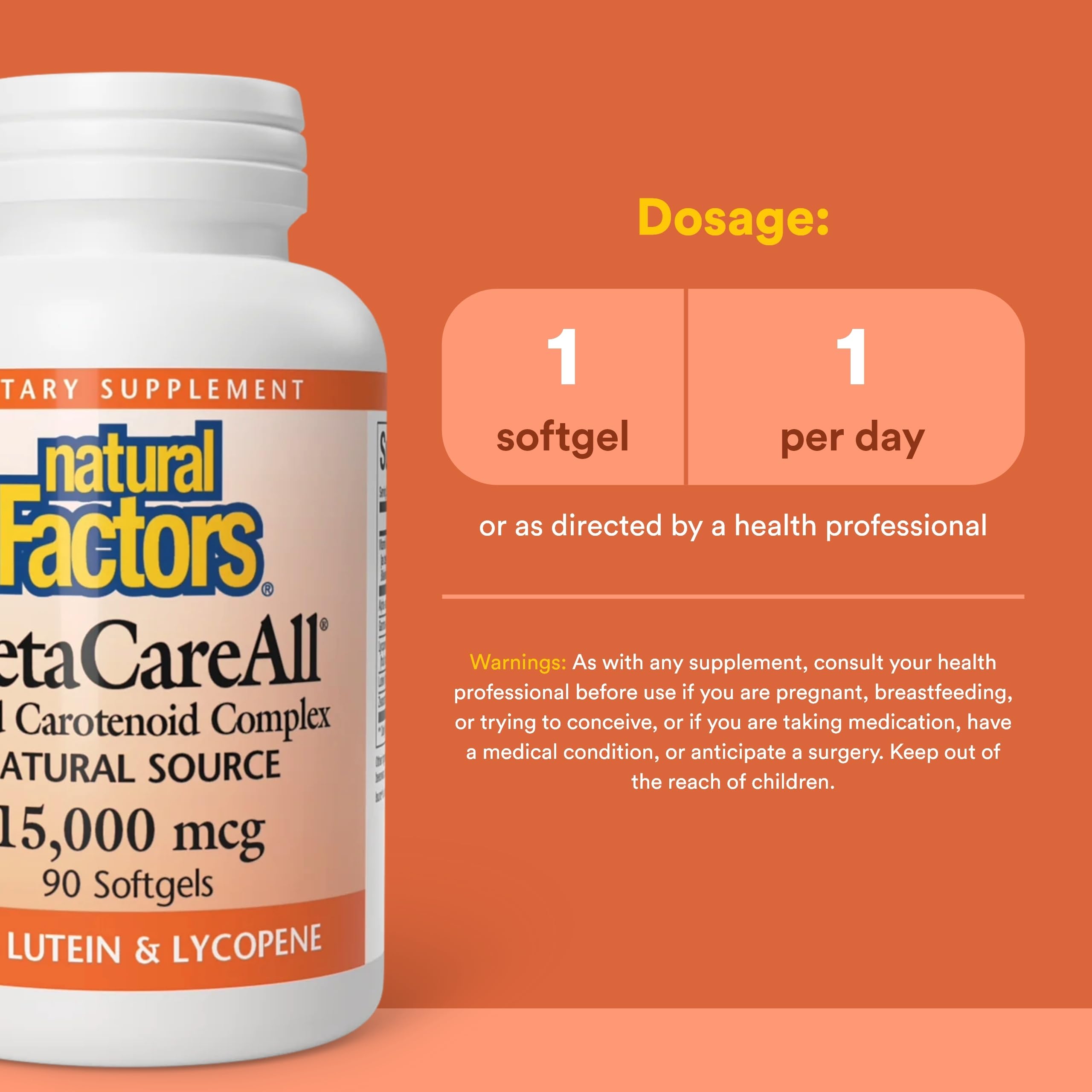 Natural Factors Beta-Carotene issu d’algues, source naturelle de vitamine A.