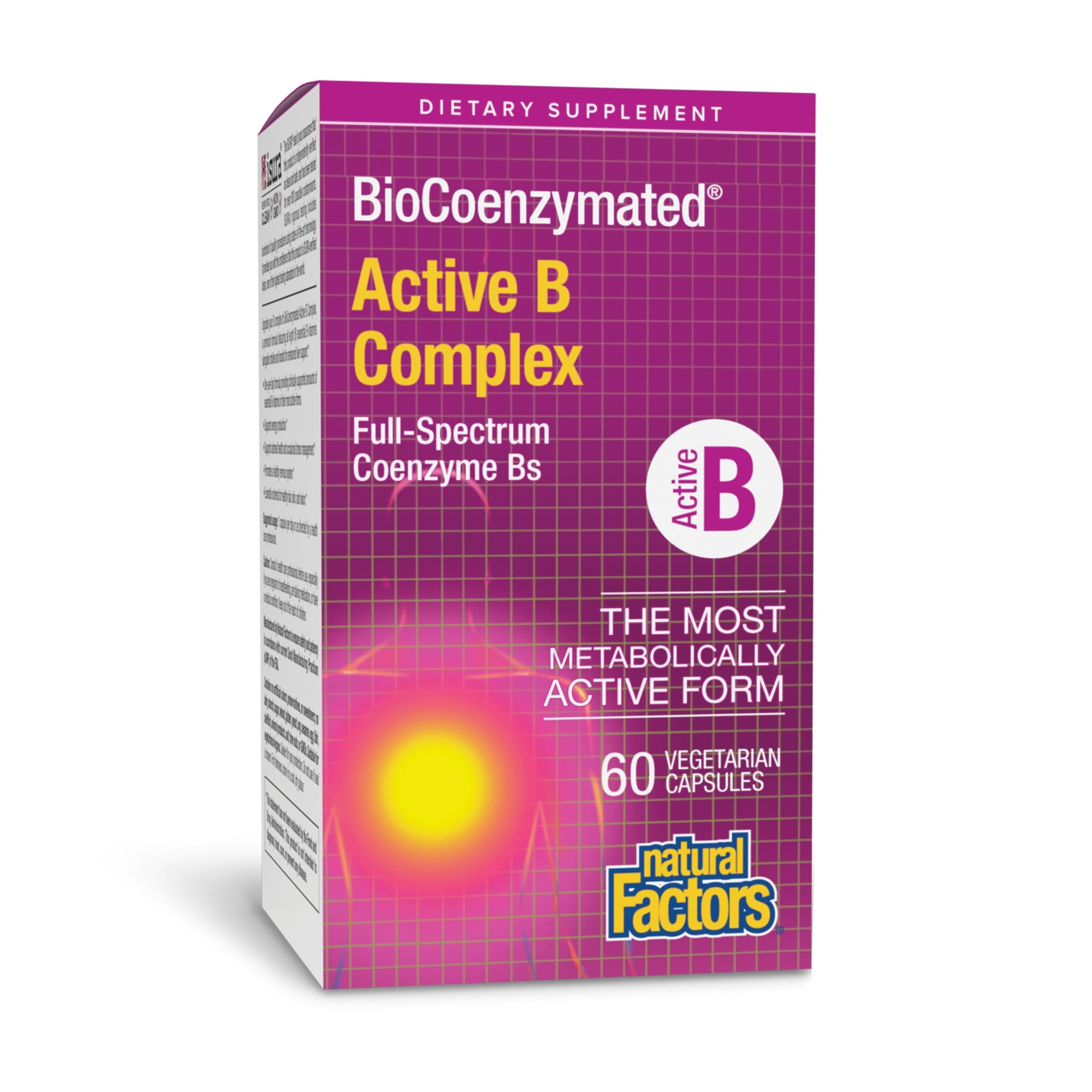 Natural Factors BioCoenzymated Active B Complex, bouteille, soutien énergie au quotidien.