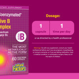 Natural Factors BioCoenzymated Active B Complex, etiquette, plante vivante concentrée pour bienfaits durables.