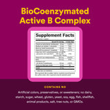 Natural Factors BioCoenzymated Active B Complex, tableau nutritionnel, détail des vitamines essentielles.