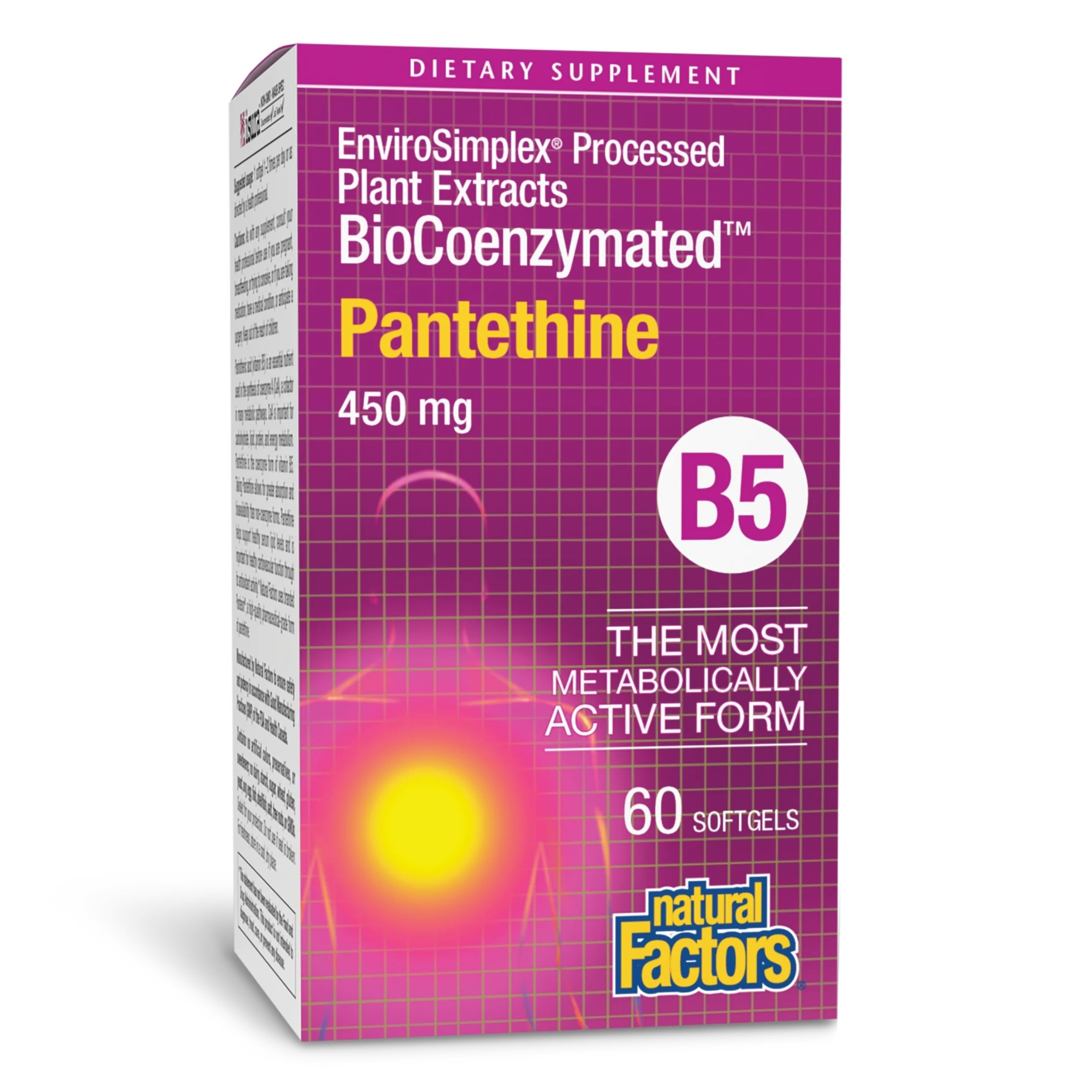 Natural Factors BioCoenzymated Pantethine : flacon élégant pour une utilisation quotidienne.