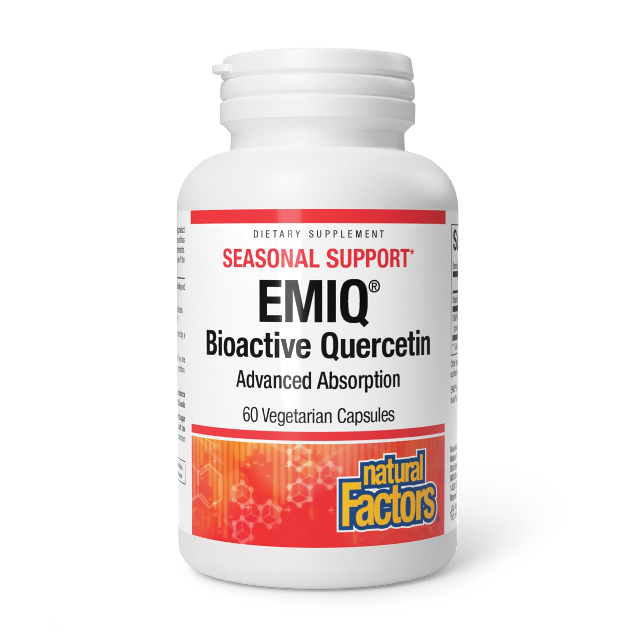 Natural Factors Bioactive Quercetin EMIQ – bouteille montrant le produit et le design