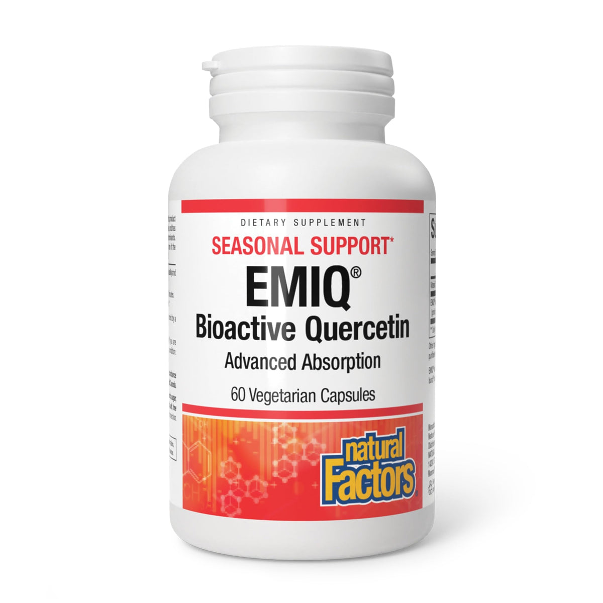 Natural Factors Bioactive Quercetin EMIQ – bouteille montrant le produit et le design