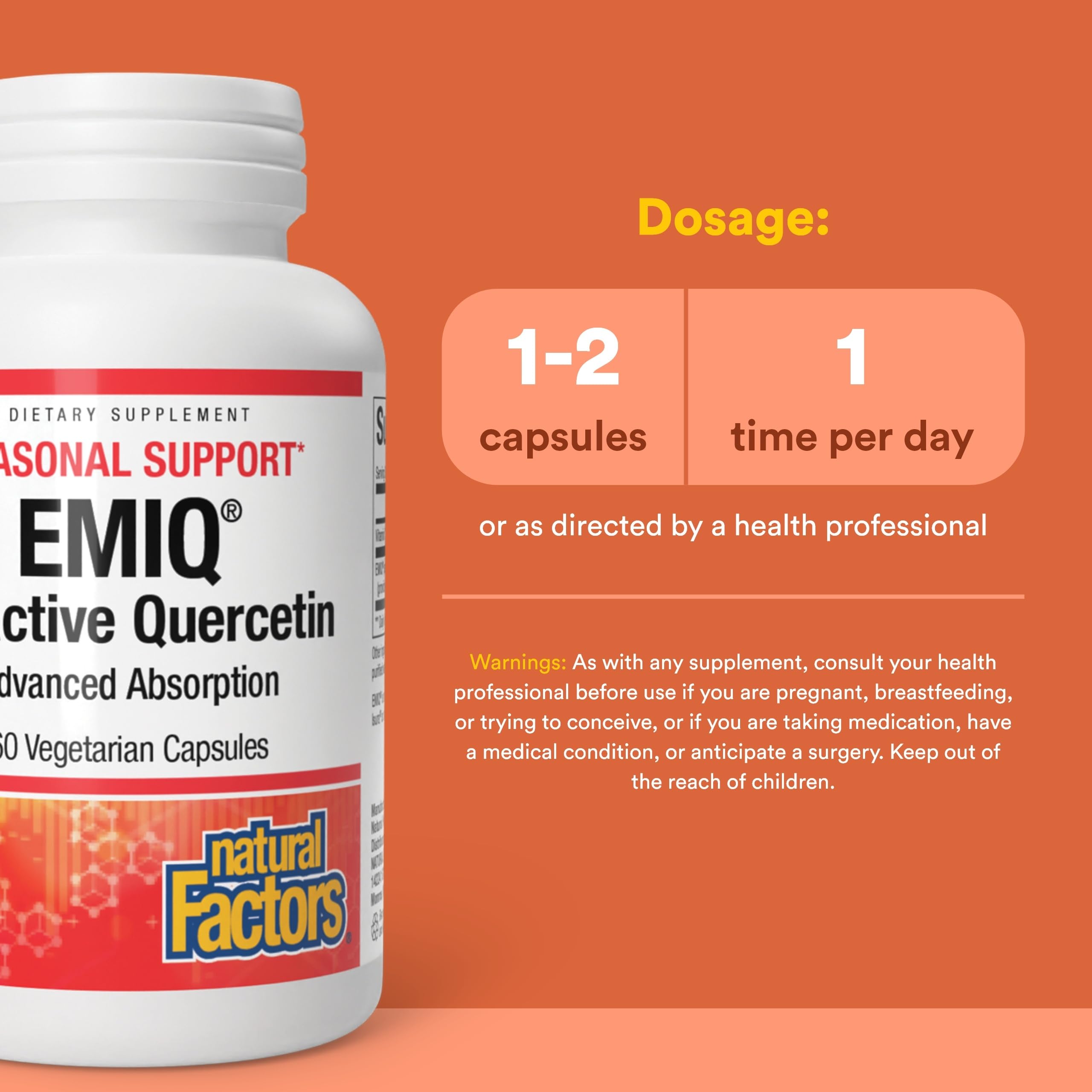 Étui logo Natural Factors Bioactive Quercetin EMIQ sur étagère
