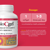 Natural Factors BioCgel Vitamine C BerryRich – gélules douces adaptées à une prise en douceur.