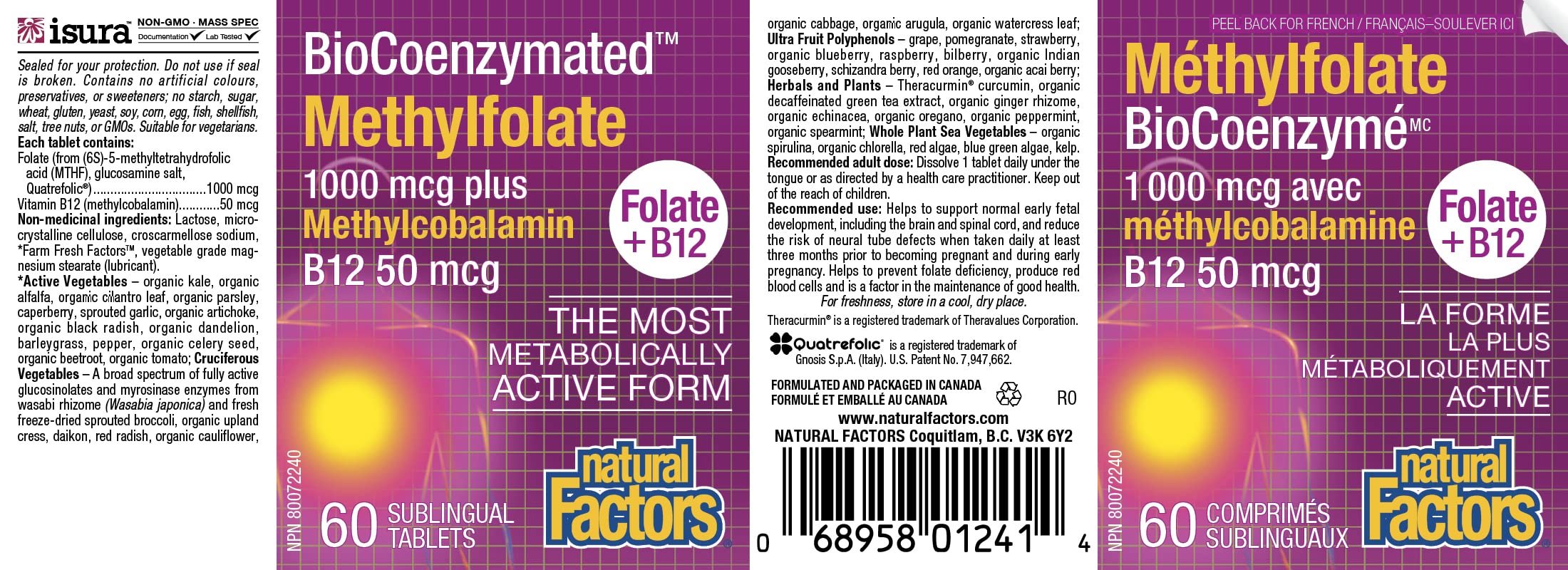 Natural Factors Biocoenzymated Methylfolate conditionnement durable — choix pratique pour votre routine.