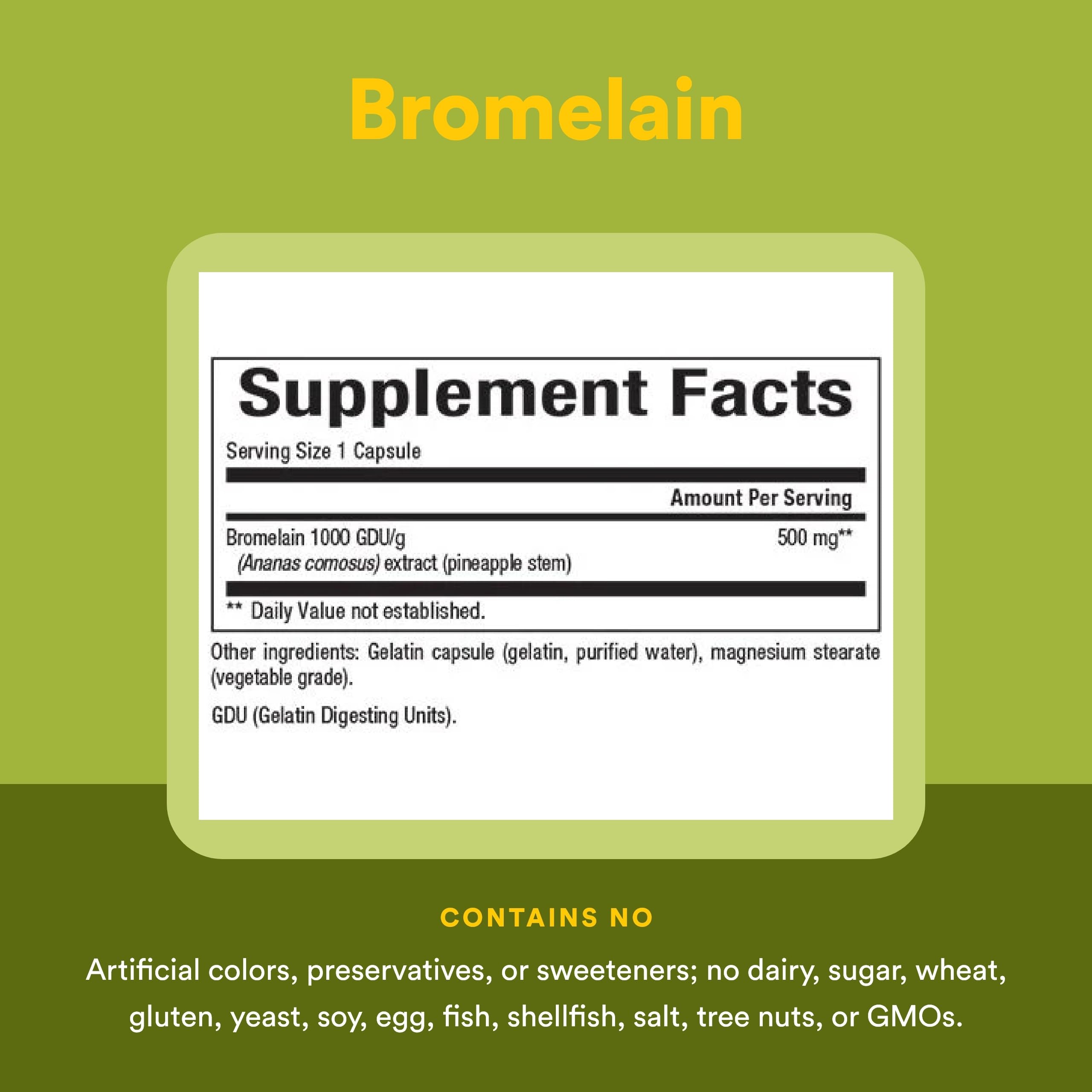 Natural Factors Bromélaïne – Sceau de certification démontrant pureté et contrôles qualité.