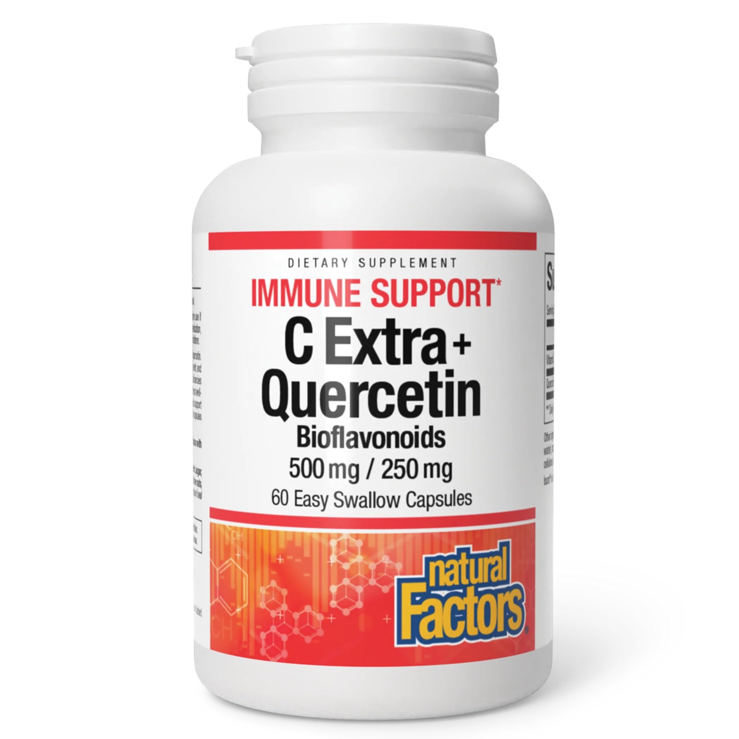 Natural Factors C Extra + Quercétine en bouteille prête à l’emploi pour votre routine.