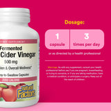 Capsule Natural Factors vinaigre de cidre, avec la mère, fermentation naturelle.