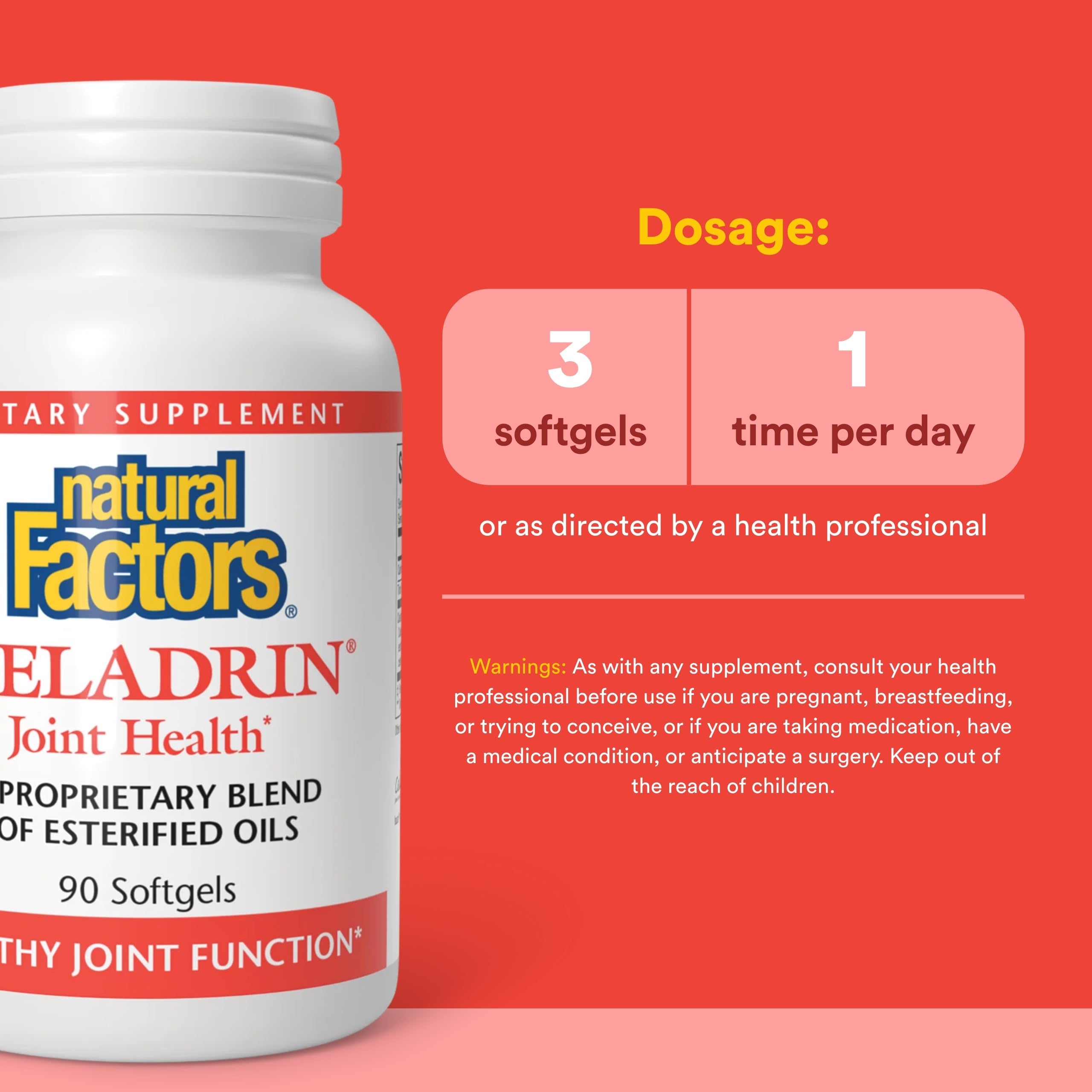Celadrin Natural Factors gelules en gros plan et dosage facile.