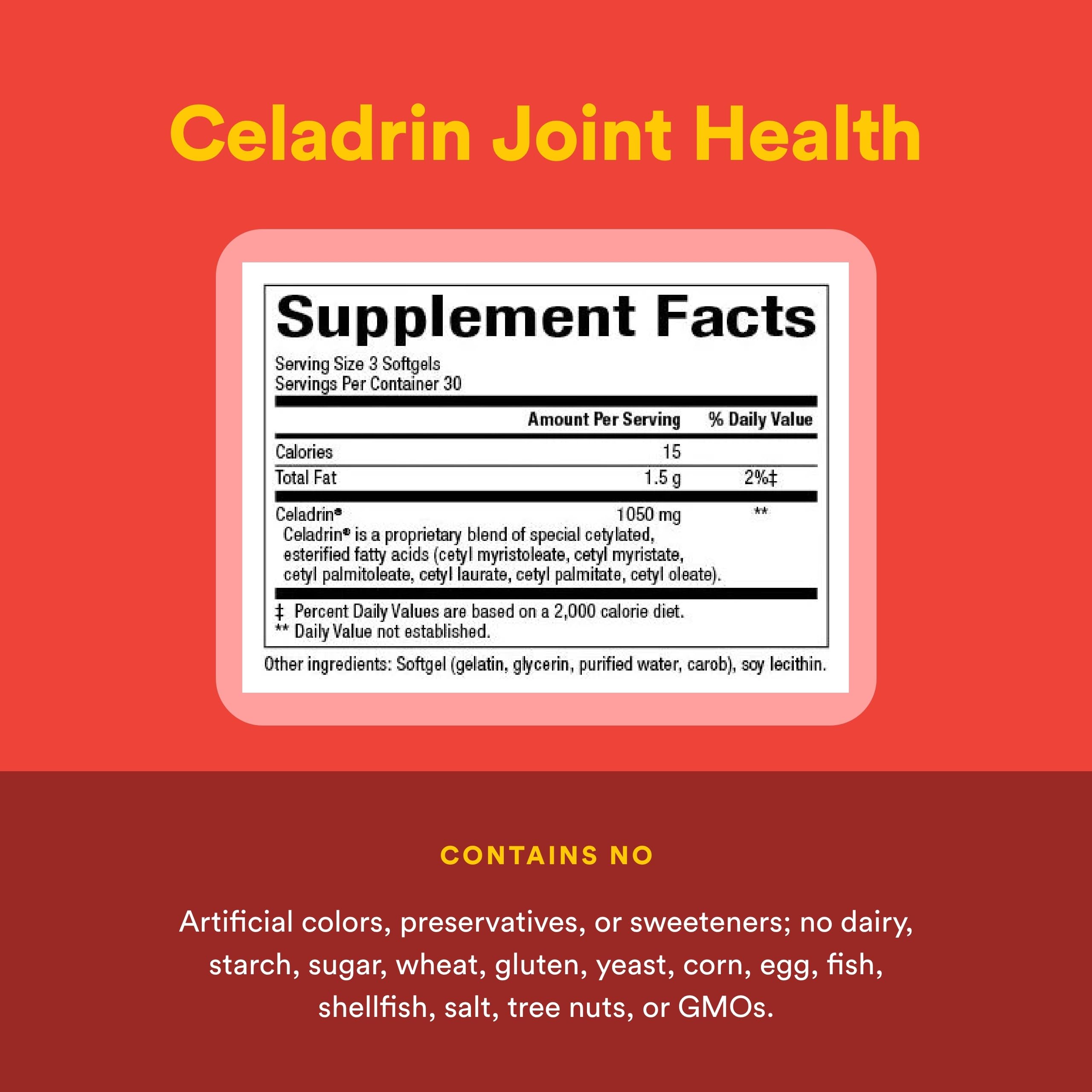 Natural Factors Celadrin trois gélules, suggestion de dosage quotidien.