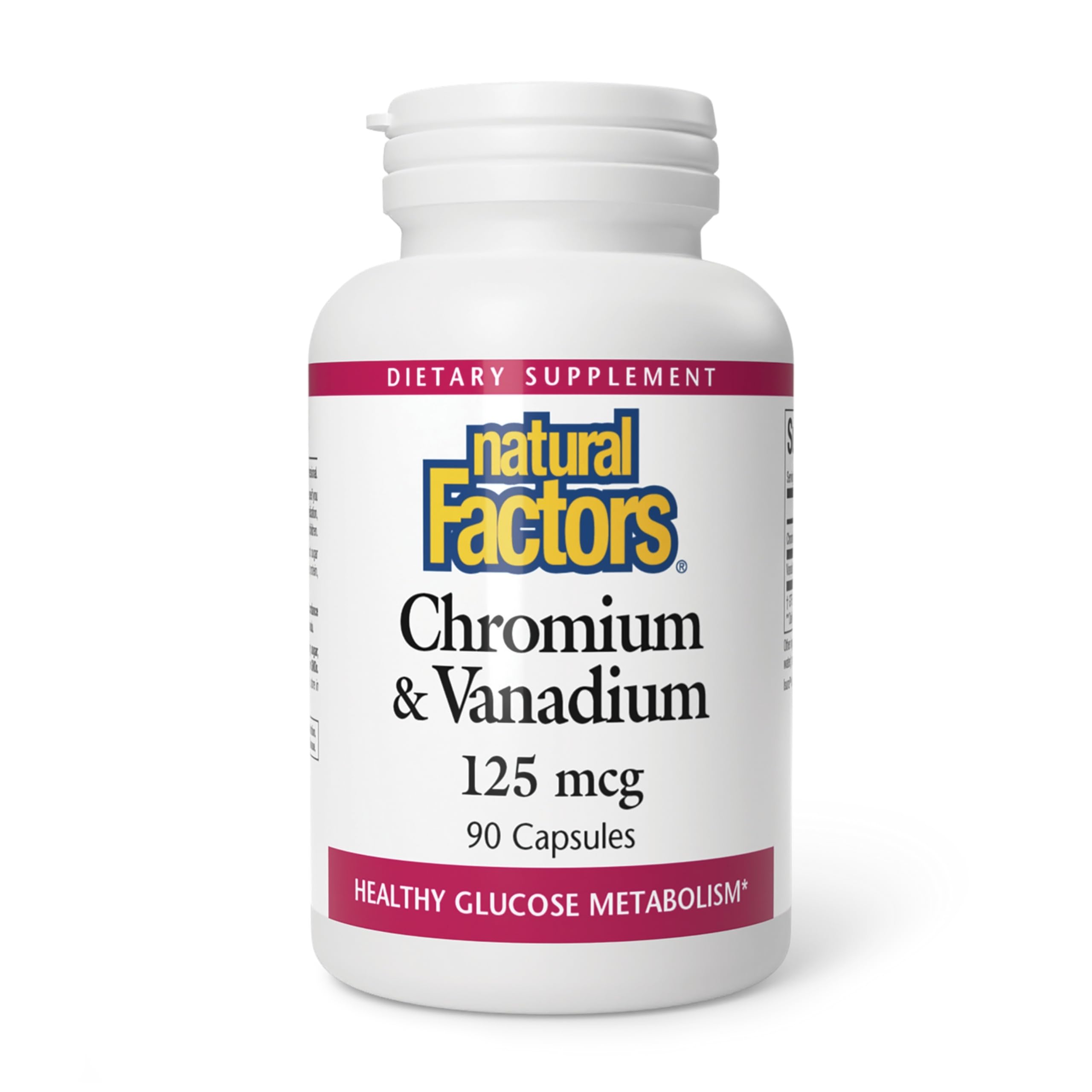 Natural Factors Chromium et Vanadium 125 mcg — bouteille: soutien potentiel du métabolisme.