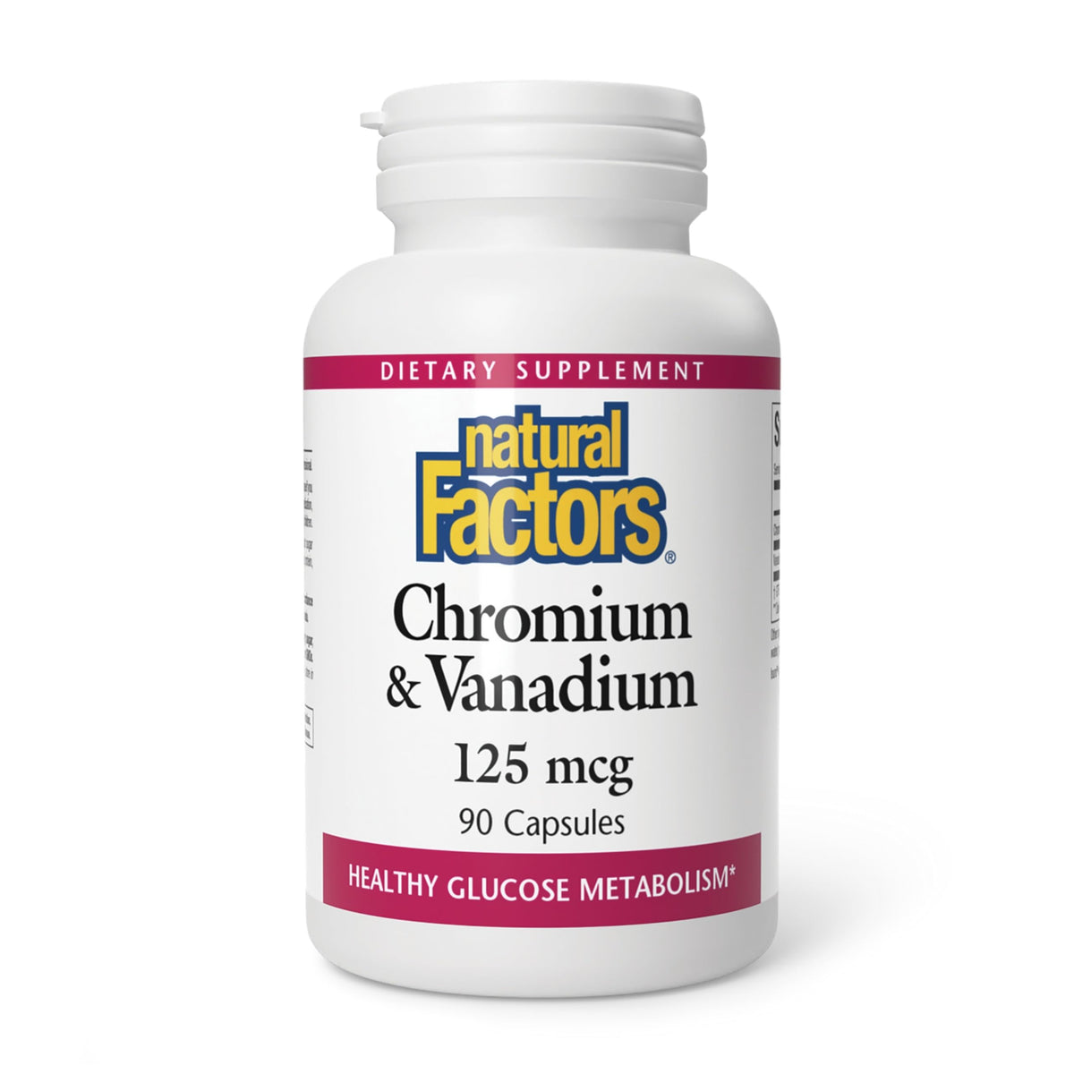 Natural Factors Chromium et Vanadium 125 mcg — bouteille: soutien potentiel du métabolisme.