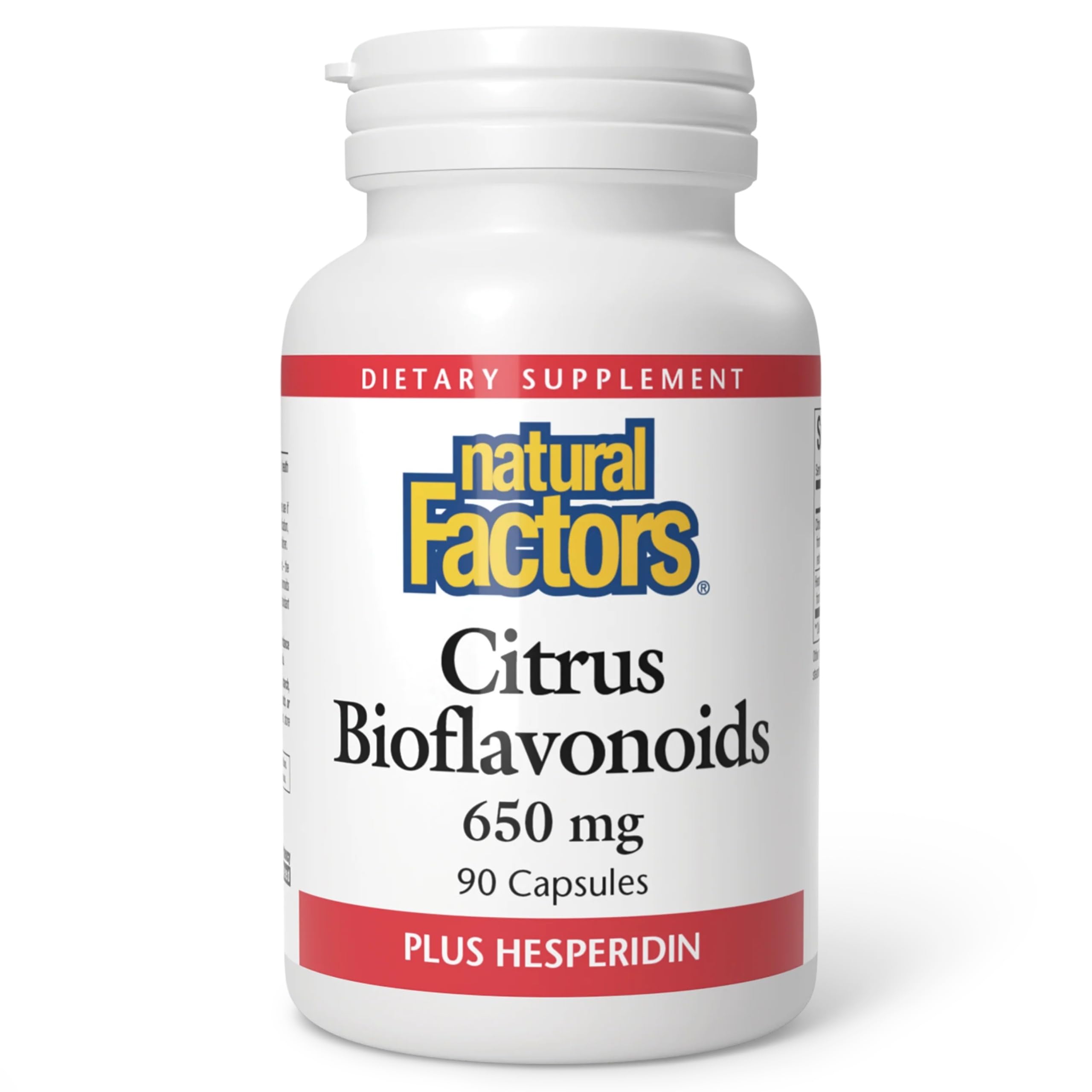 Natural Factors Citrus Bioflavonoides 650mg capsules — peut favoriser l'absorption de la vitamine C.