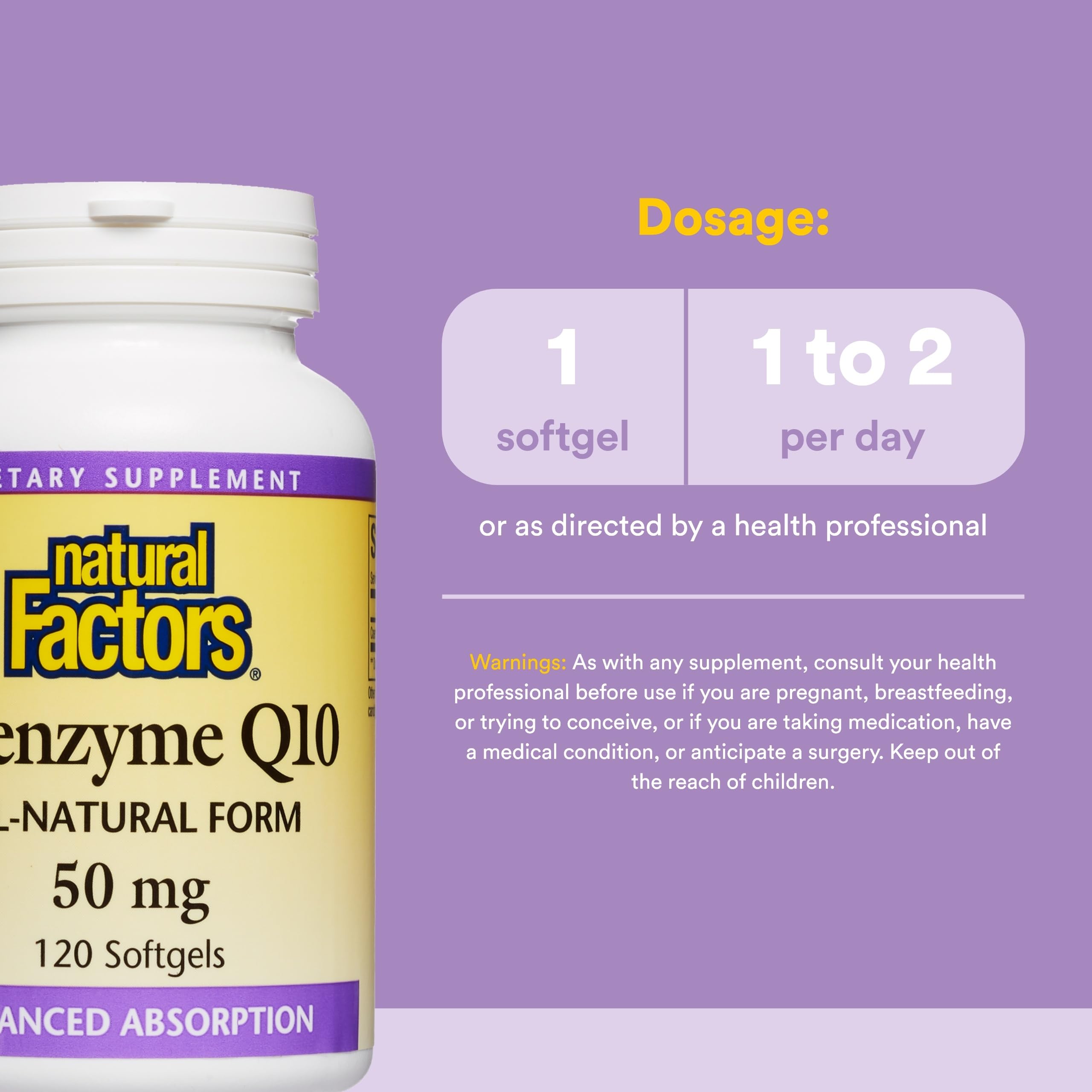 Natural Factors CoQ10 50 mg, soutien potentiel du cœur et de la vitalité
