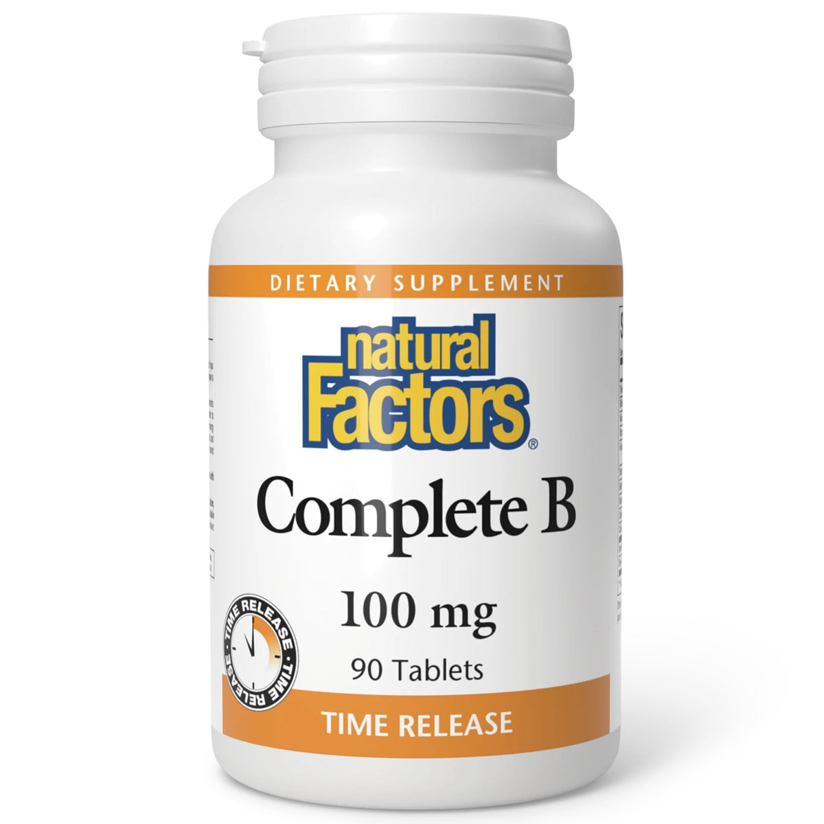Emballage Natural Factors Complete B 100, comprimés faciles à prendre, pratique au quotidien.