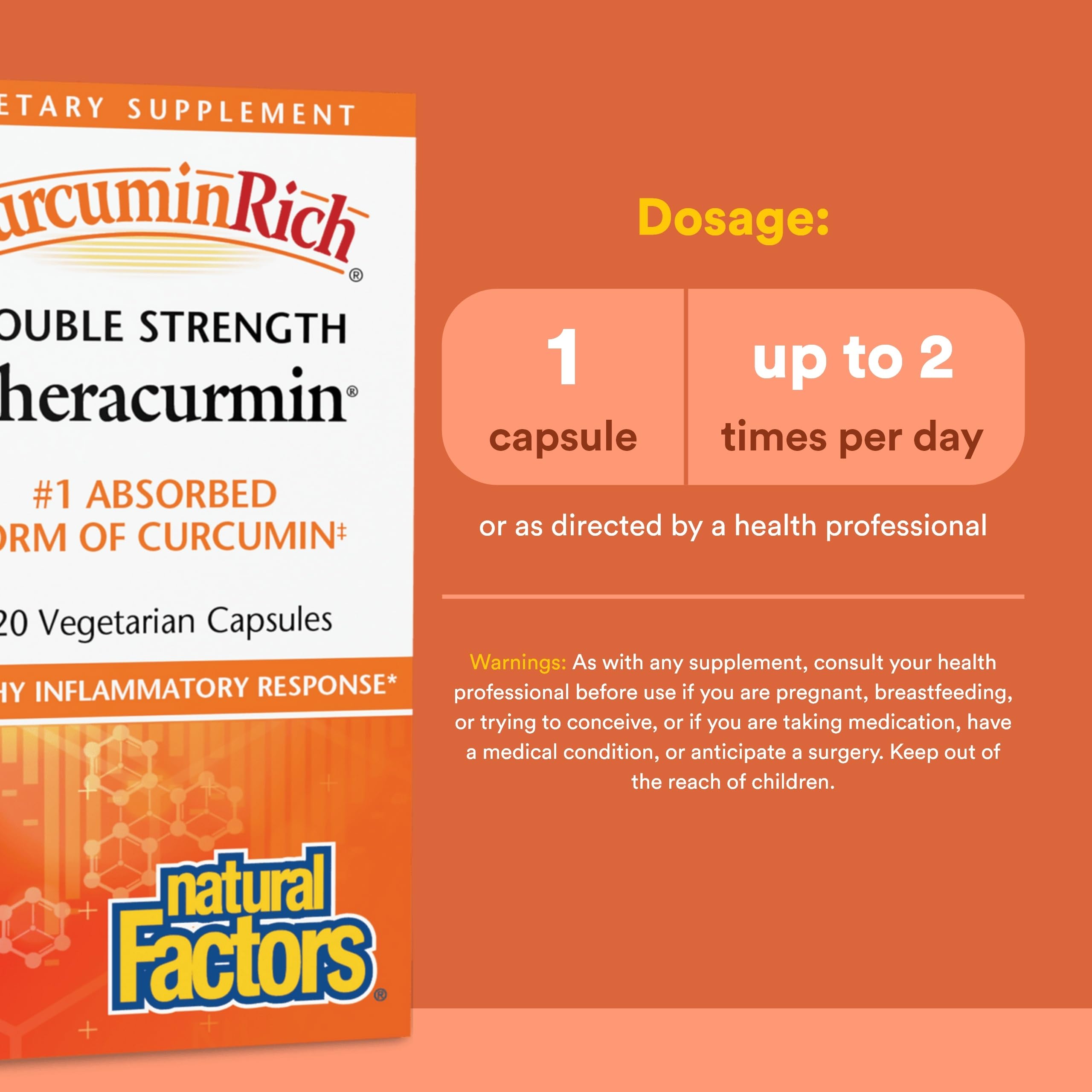 Natural Factors CurcuminRich Theracurmin — etiquette claire et informations produit visibles.