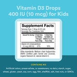 Natural Factors D3 pour enfants — absorption améliorée grâce à l’huile MCT et huile de lin.