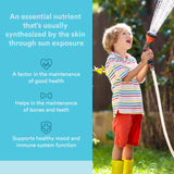Natural Factors D3 pour enfants — gouttes faciles à verser pour les routines quotidiennes.