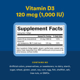 Tableau nutritionnel Natural Factors D3-K2, apports essentiels