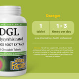 Gros plan sur les comprimés à mâcher Natural Factors DGL pour une prise pratique
