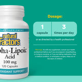 Natural Factors Acide Alpha-Lipoïque – étiquette détaillée, pureté et puissance garanties.