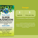 Natural Factors Super Mushroom – étiquette: informations claires pour votre choix naturel.