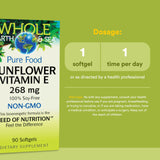 Étiquette Natural Factors vitamine E tournesol - informations claires et traçabilité renforcée.