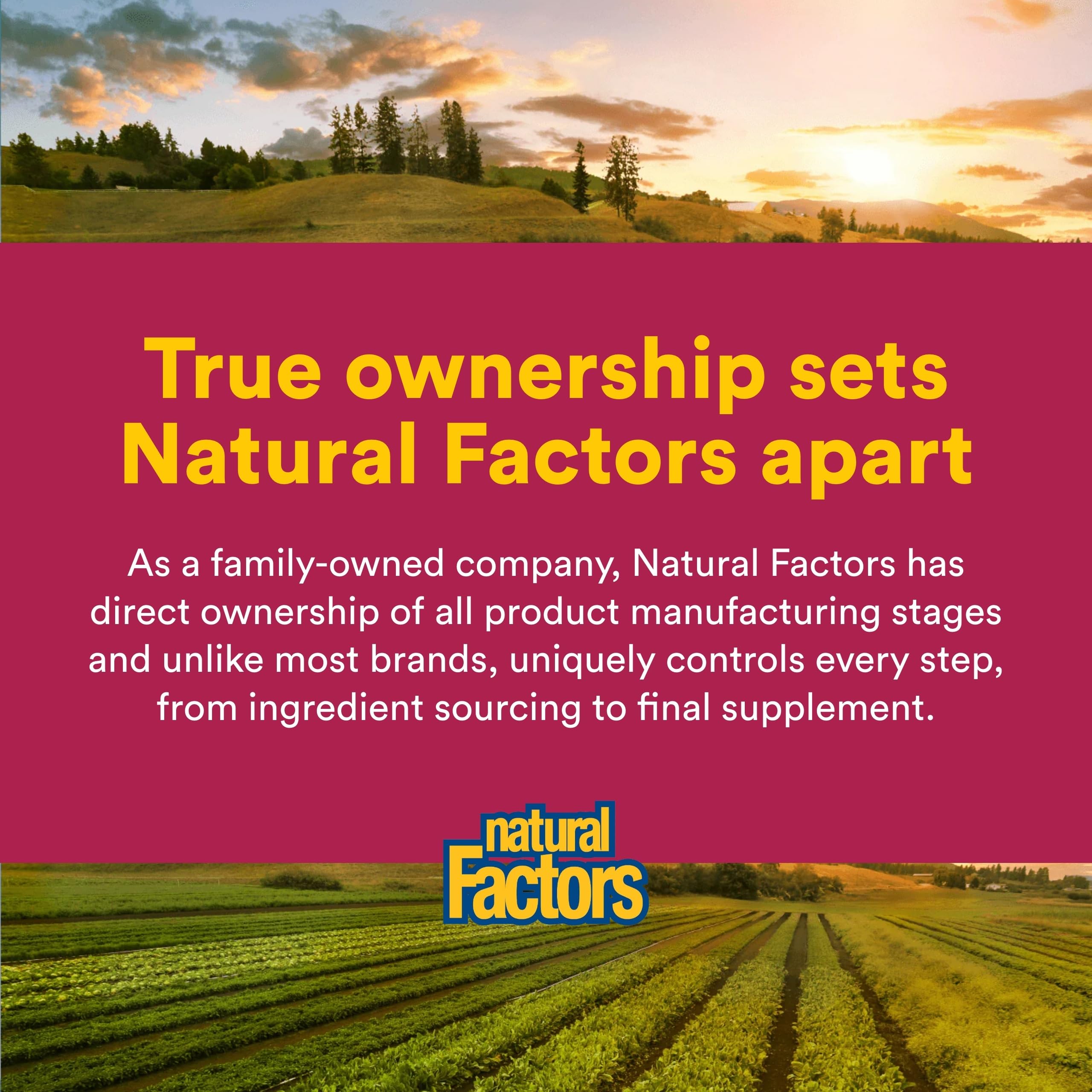 Natural Factors sceau de contrôle qualité et tests indépendants.