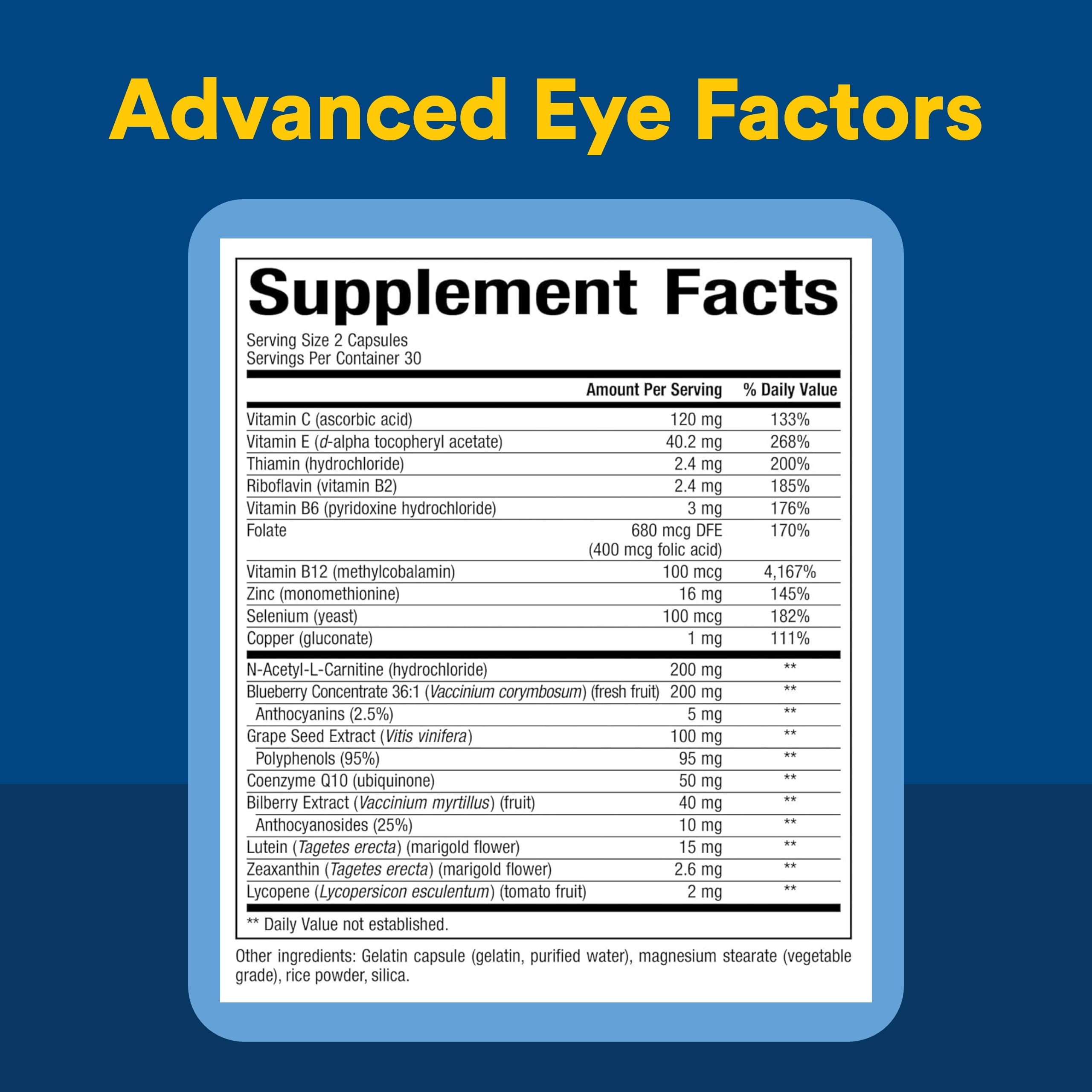 Concentre de myrtille Natural Factors, antioxydants naturels pour la vision.