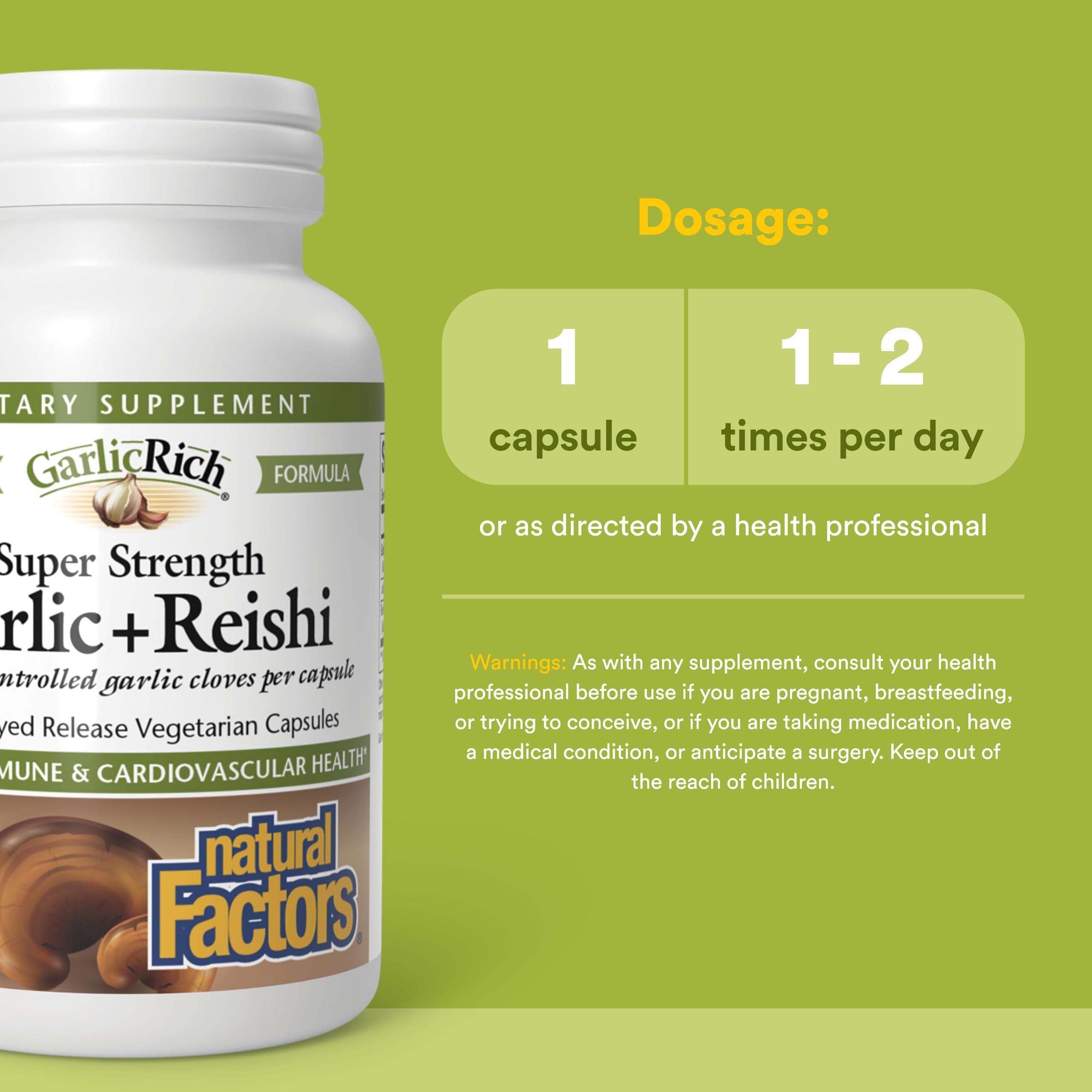Natural Factors GarlicRich – capsules retardées prêtes à avaler pour absorption progressive.