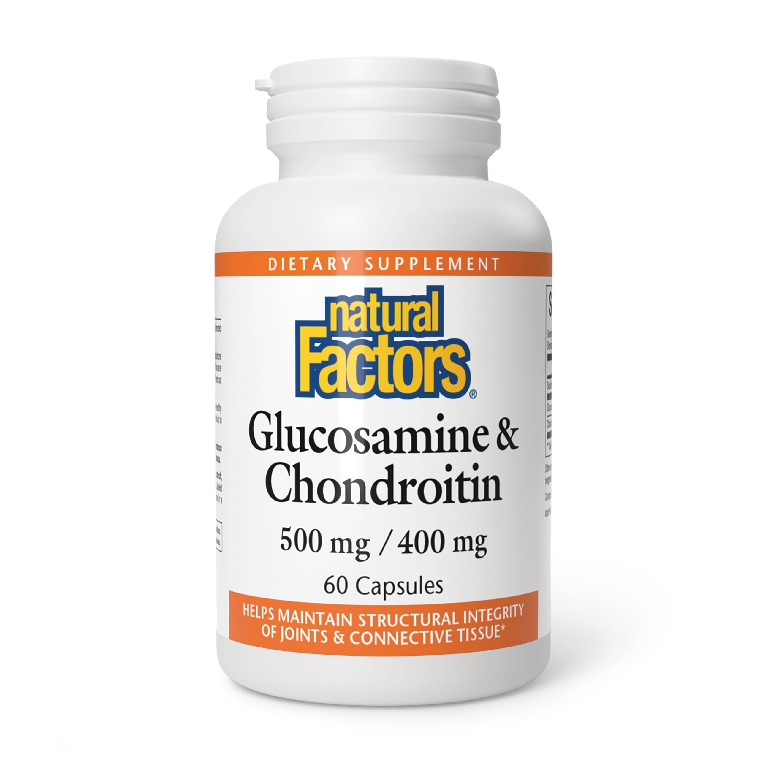 Natural Factors Glucosamine-Chondroitin bouteille, soutien potentiel des articulations pour la mobilité.
