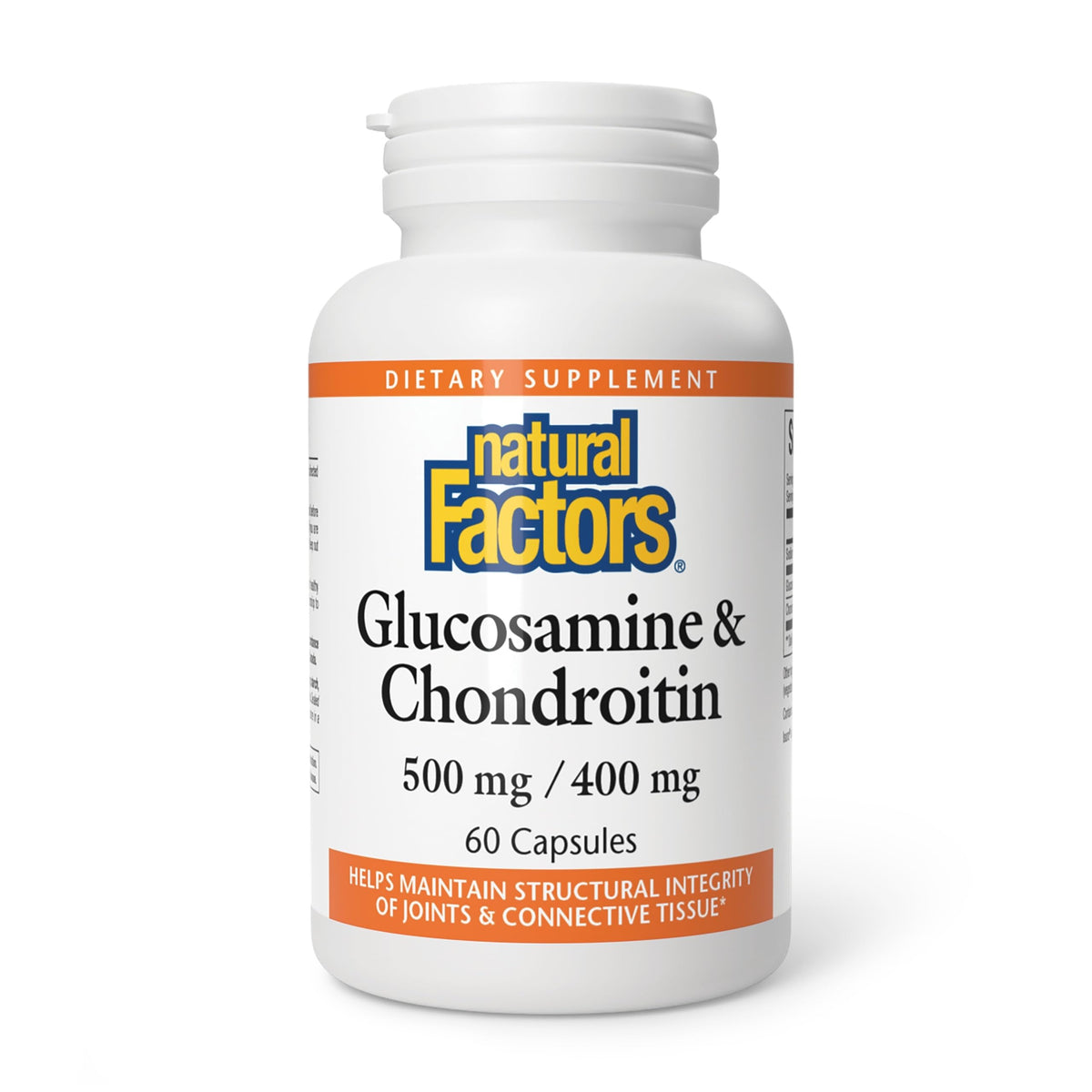 Natural Factors Glucosamine-Chondroitin bouteille, soutien potentiel des articulations pour la mobilité.