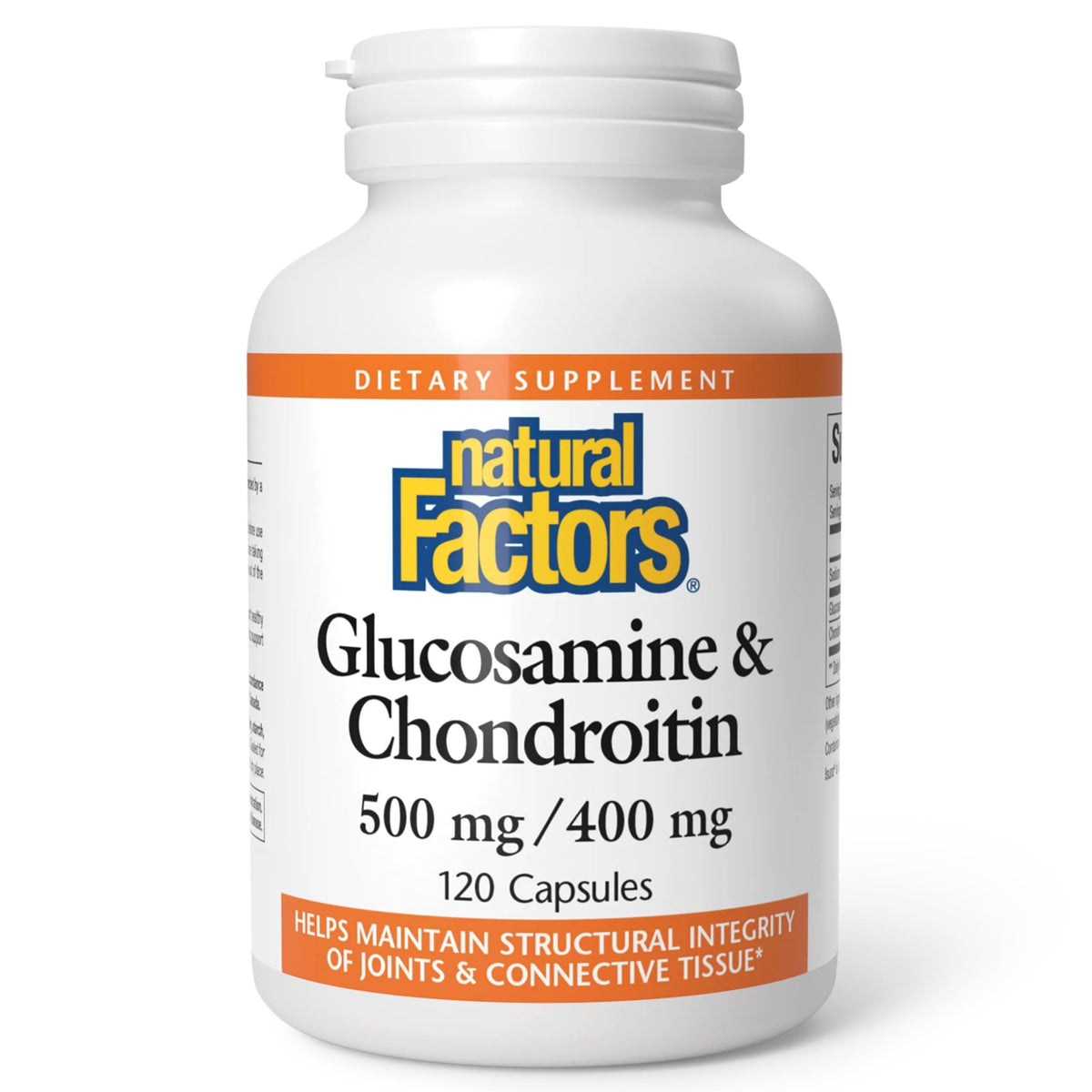 Natural Factors Glucosamine-Chondroitin — bouteille visible, soutien possible des articulations au quotidien.