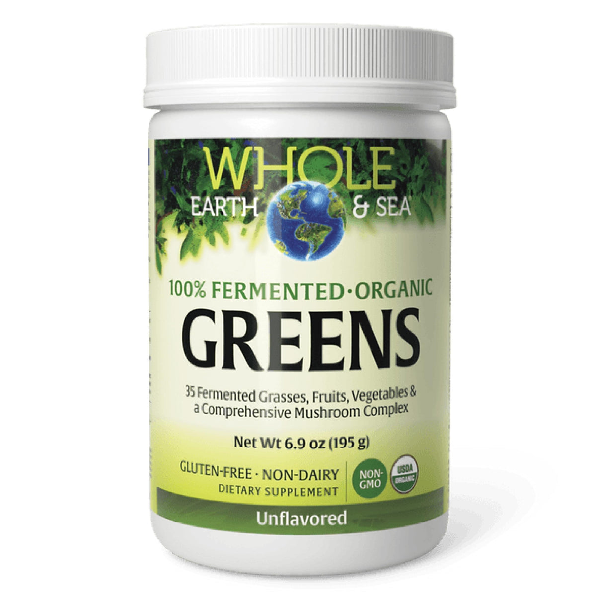 Natural Factors Greens – bouteille et étiquette montrant le mélange fruits et légumes biologiques, pour nutrition quotidienne.