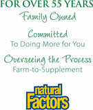 Natural Factors Greens – emballage clair avec informations produit pour une décision éclairée.
